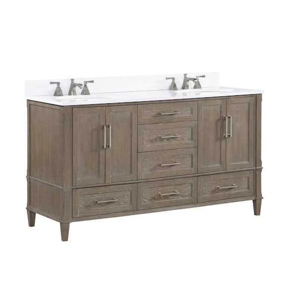 BEMMA Montauk 60 in. W x 22 in. D x 38 in. H Bathroom Vanity in Aged Light Oak with Granite Vanity Top