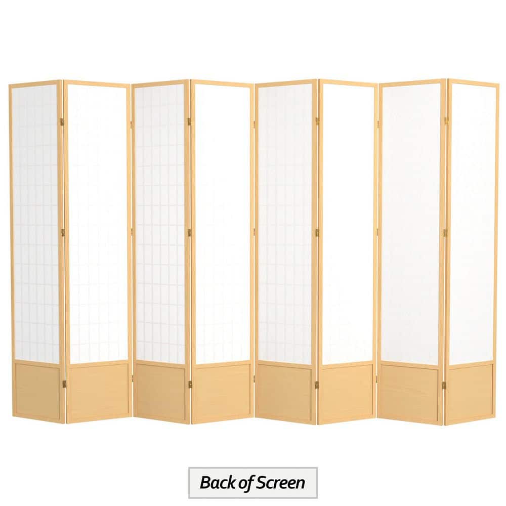 Natural Spruce Wood 7 ft Tall Shoji Screen with 8 Panels
