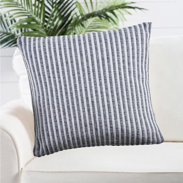 LR Home Coastal Blue / Cream 18 in. x 18 in. Striped Cotton Standard Throw  Pillow 8697A8084D9348 - The Home Depot