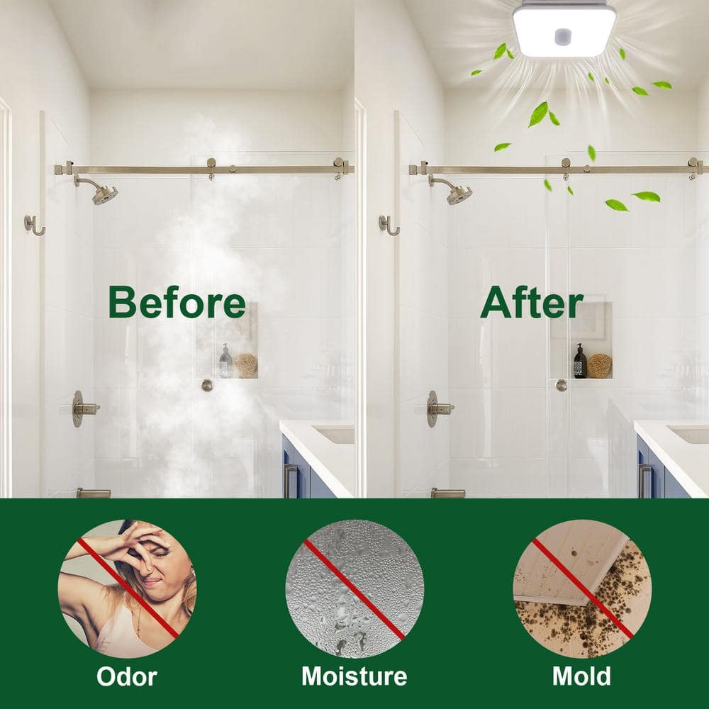 Silver Energy Star Ceiling Mount Bathroom Ventilation Fan with Light