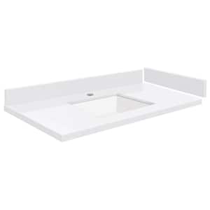 Silestone 31.5 in. W x 22.25 in. D Quartz White Rectangular Single Sink Vanity Top in Miami White