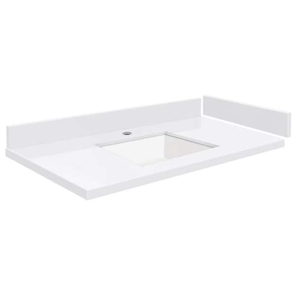 Transolid Silestone 31 in. W x 22.25 in. D Quartz White Rectangular Single Sink Vanity Top in Miami White