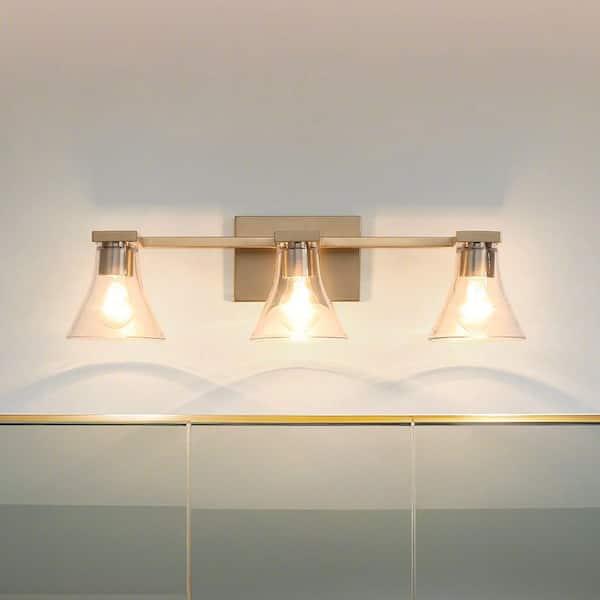 Gilford 24-in. 3-light Champagne Gold Vanity Light with Clear Glass Shades
