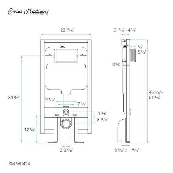 Concealed In-Wall Toilet Carrier System 2 in. x 4 in. for Wall-Hung 1.28 GPF Dual Flush Toilet Tank Only in Black Concealed In-Wall Toilet Carrier System 2 in. x 4 in. for Wall-Hung 1.28 GPF Dual Flush Toilet Tank Only in Black