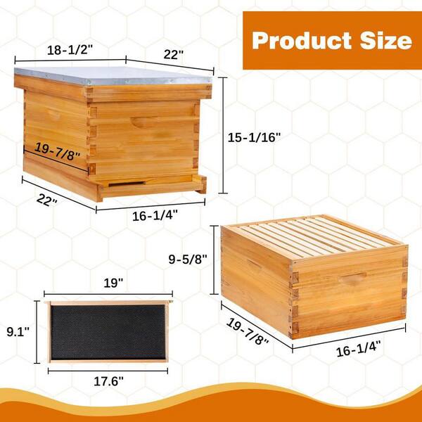 KIWDZFU Beehive Starter Kit 10-Frame Wax Coated Bee Hives and