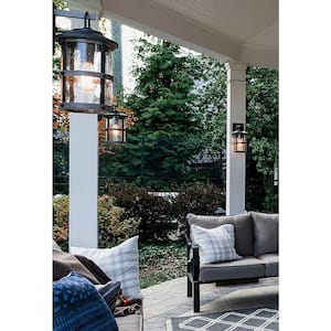 Lakehouse 1-Light Aged Zinc Black Hardwired Outdoor Wall Lantern Sconce
