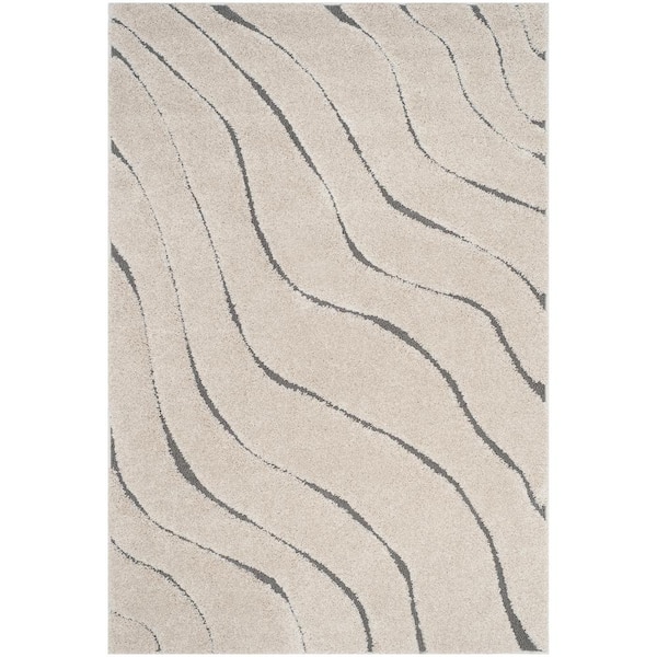 SAFAVIEH Florida Shag Cream/Gray 6 ft. x 9 ft. Solid Area Rug
