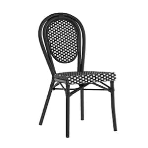 Black Aluminum Outdoor Dining Chair in Black