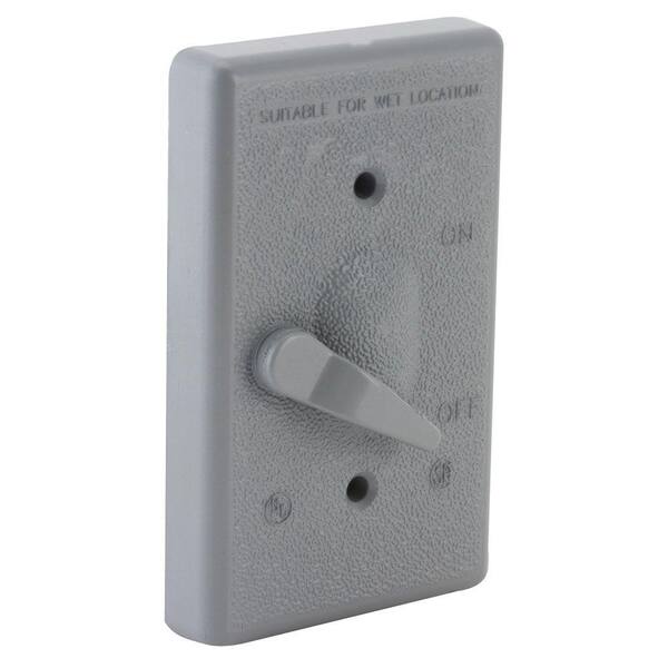 BELL N3R Aluminum Gray 1-Gang Weatherproof Light Switch Cover and 3A/6A-Variable 3-Way Toggle Light Switch