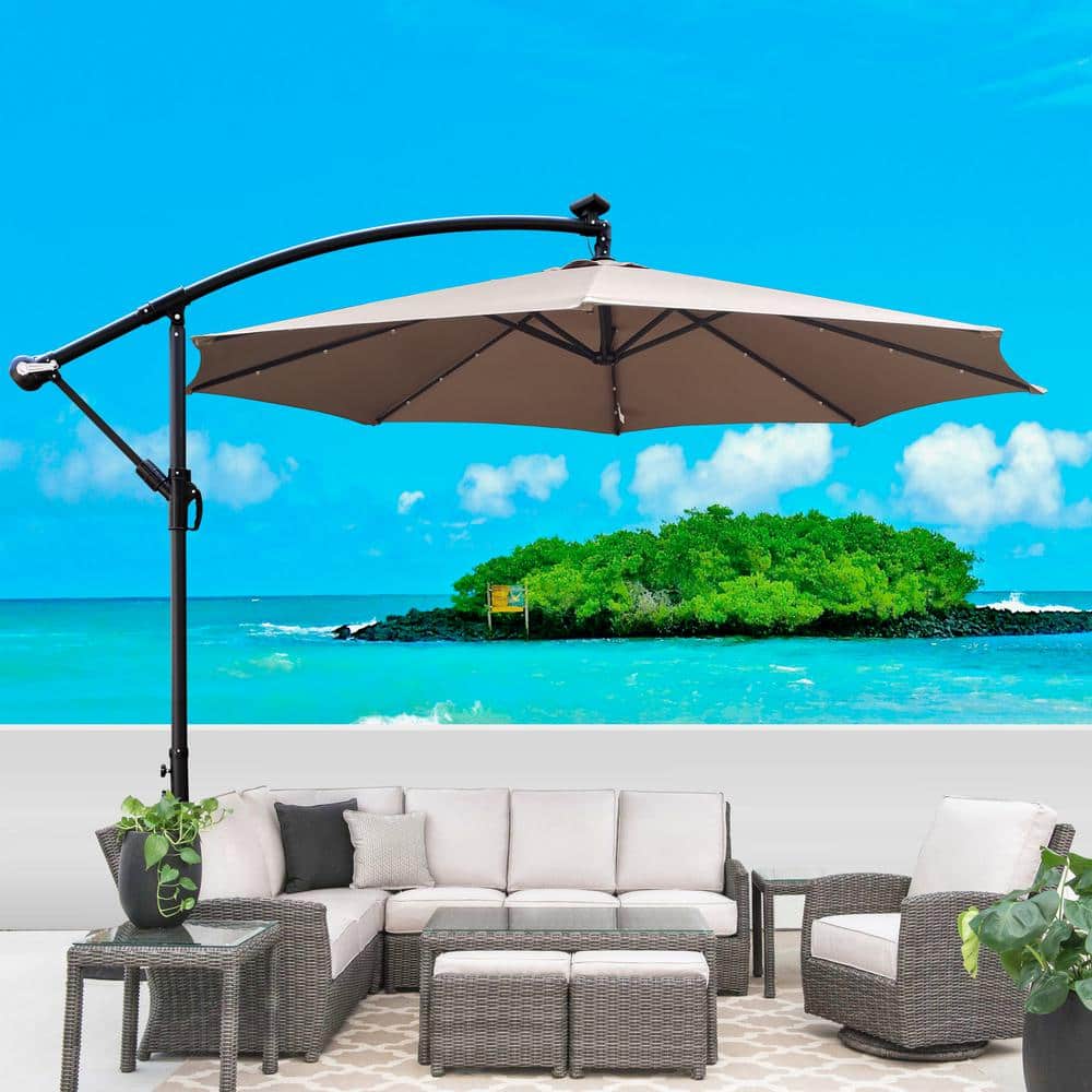 10 ft. Outdoor Patio Umbrella, Solar Powered LED Lighted Waterproof Umbrell