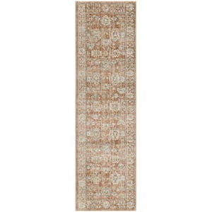 Traditional Home Terracotta 2 ft. x 8 ft. Distressed Traditional Runner Area Rug