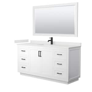 Miranda 66 in. W x 22 in. D x 33.75 in. H Single Bath Vanity in White with White Quartz Top and 58 in. Mirror