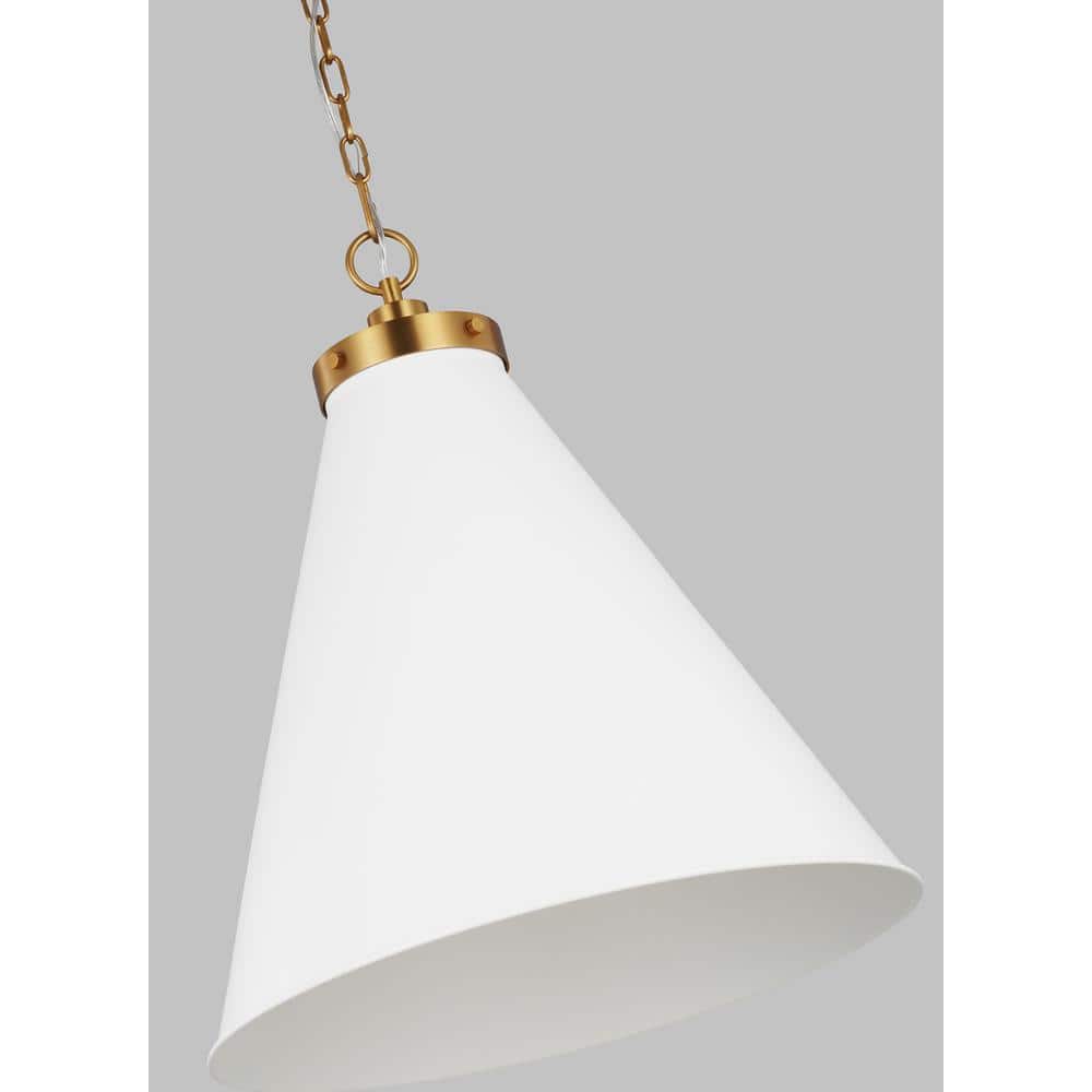 Matte White and Gold 19.5" Indoor/Outdoor Pendant Light