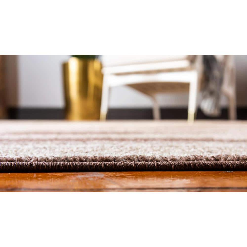 Equinox Beige & Dark Brown 8' x 10' Stain-Resistant Area Rug
