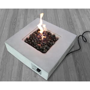 30 in. 40,000 BTU Square Concrete Gas Outdoor Patio Fire Pit Table in Gray