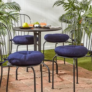 Solid Navy 15 in. Round Outdoor Seat Cushion (4-Pack)