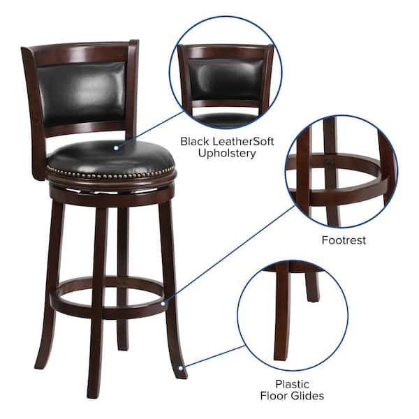 Carnegy Avenue 29 in. High Cappuccino Wood Bar Stool with Panel