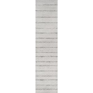 Colonia Berber Stripe Ivory/Black 2 ft. x 10 ft. Indoor/Outdoor Runner Rug