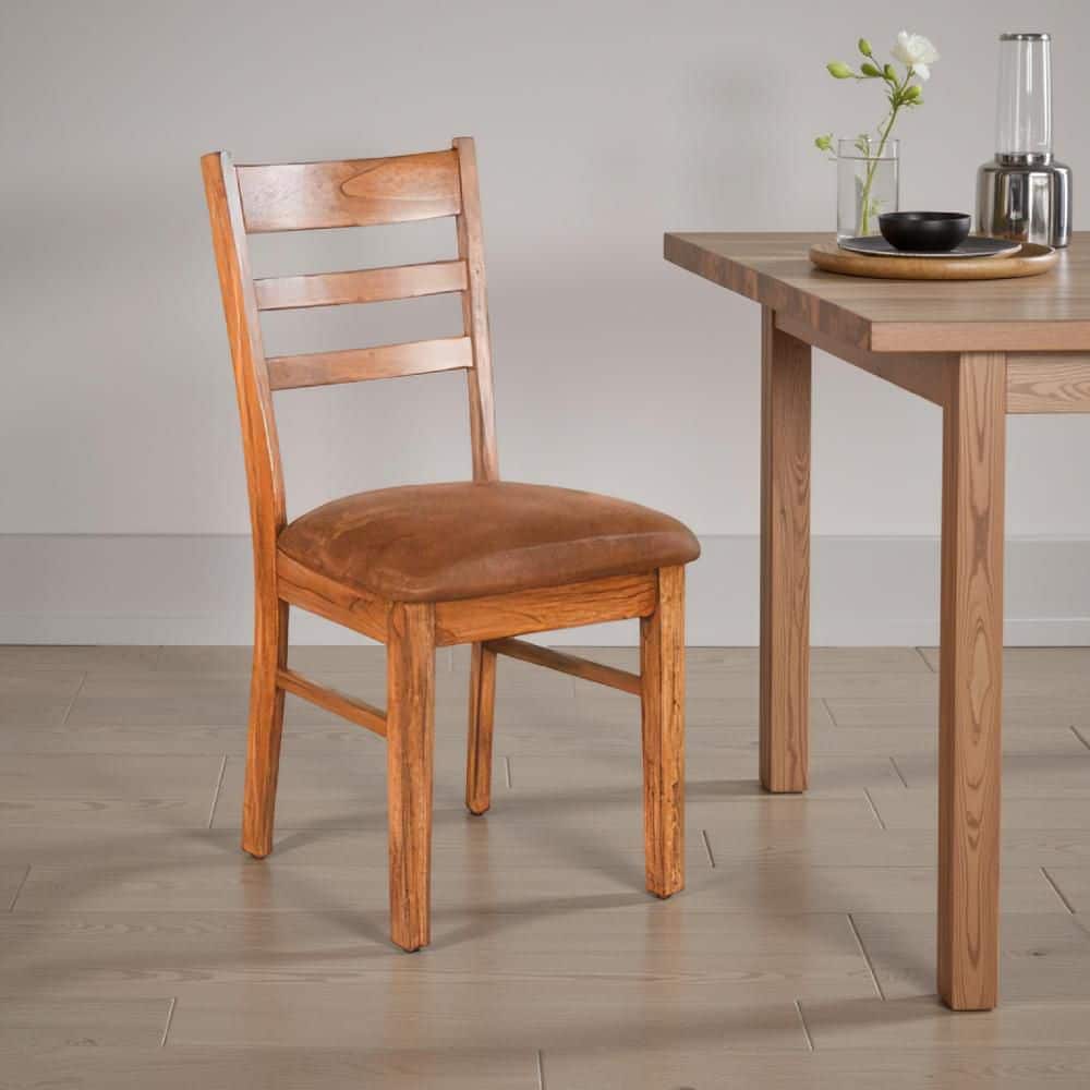 Marv Oak Brown Fabric with Ladder back Dining Chair Set of 2 price history on PriceWatchPro