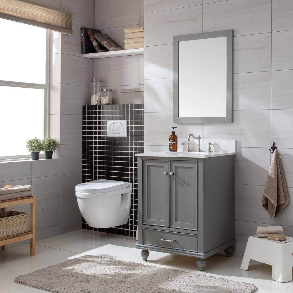Melissa 30" Grain Gray Single Vanity with Carrara White Top