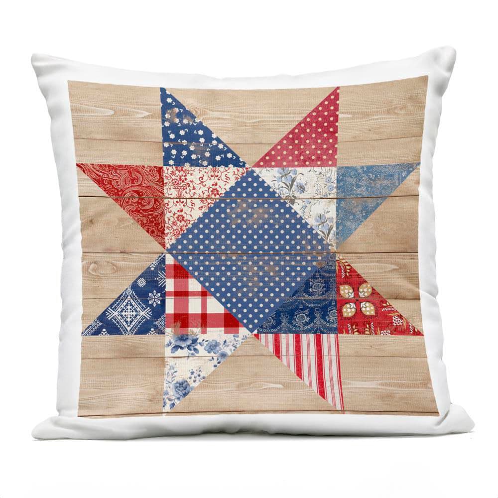 Rustic Americana Quilt Pattern Red Square Outdoor Throw Pillow price history on PriceWatchPro
