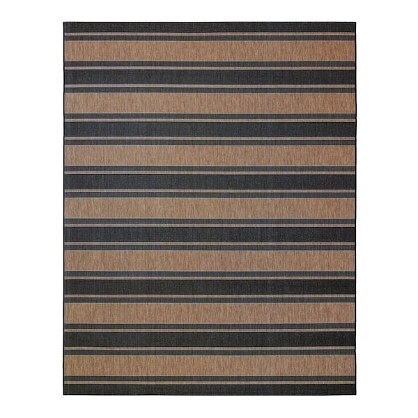 Gertmenian Paseo Castro Havana Black 8 ft. x 10 ft. Striped Indoor/Outdoor Area Rug