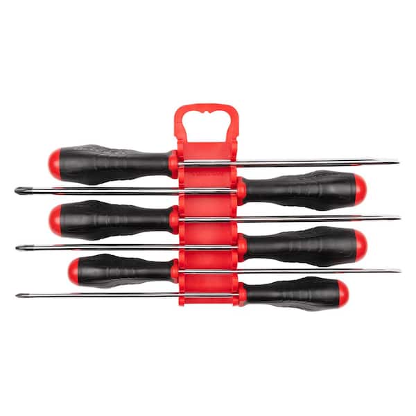 TEKTON Long High-Torque Screwdriver Set with Holder, 6-Piece (#1-#3,3/16-5/16 in.)