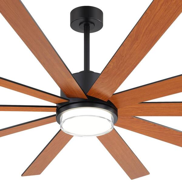 Appleton 75 in. Black Windmill Downrod Ceiling Fan with Integrated LED, 10 Black/Brown Blades and Remote Included