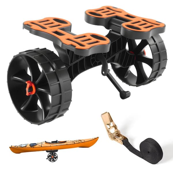Kayak Cart, 300 lbs. Load Capacity, Foldable Kayak Trolley with 10-in. Solid Rubber Tires, Paddle Board Trolley