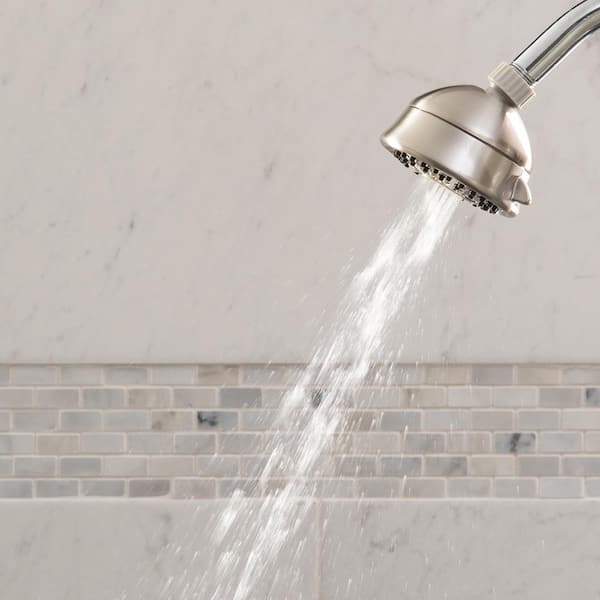 5-Spray 3.8 in. Single Wall Mount Low Flow Fixed Shower Head in Brushed Nickel 5-Spray 3.8 in. Single Wall Mount Low Flow Fixed Shower Head in Brushed Nickel