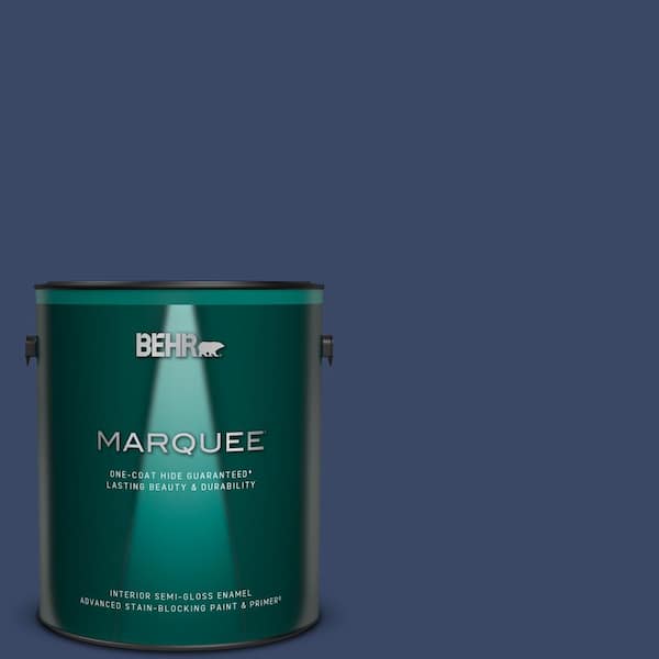 BEHR MARQUEE 1 gal. #MQ5-14 Bon Nuit One-Coat Hide Semi-Gloss Enamel Interior Paint & Primer