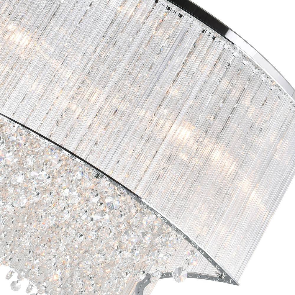 Elsa Chrome Mini Drum Shade Chandelier with Crystal Beads