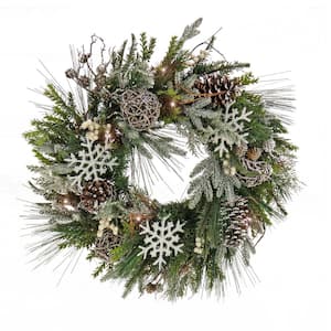 28 in. HGTV Home Collection Pre-Lit Cozy Artificial Christmas Wreath