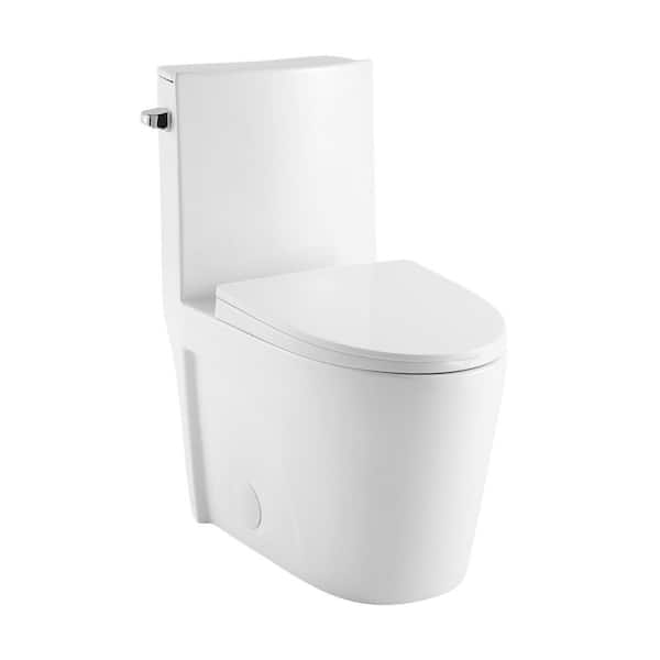 St. Tropez 1-Piece 10 in. Rough-In 1.28 GPF Left-Hand Vortex Flush Elongated Toilet in Matte White