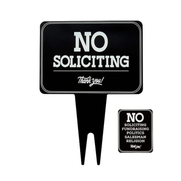 Everbilt 10 in. x 14 in. Aluminum No Soliciting Sign with Stakes