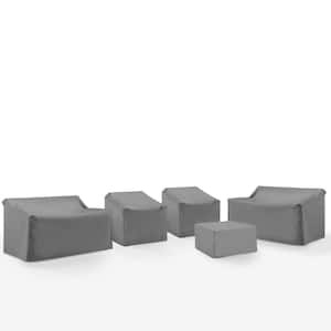 5-Pieces Gray Outdoor Sectional Furniture Cover Set