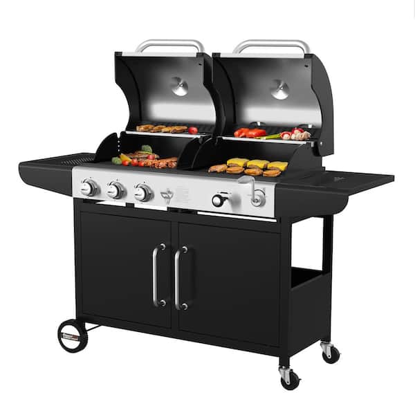 Royal Gourmet 3-Burner Propane Gas and Charcoal Combo Grill with Cover