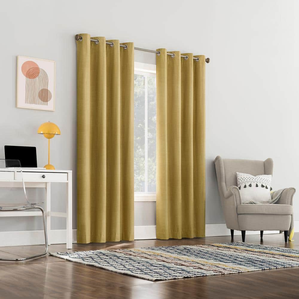 Gold 50"x84" Polyester Blackout Grommet Curtain Panel