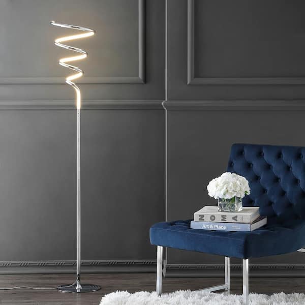 Jonathan Y Scribble 60 5 In Chrome, Contemporary Floor Lamps For Living Room
