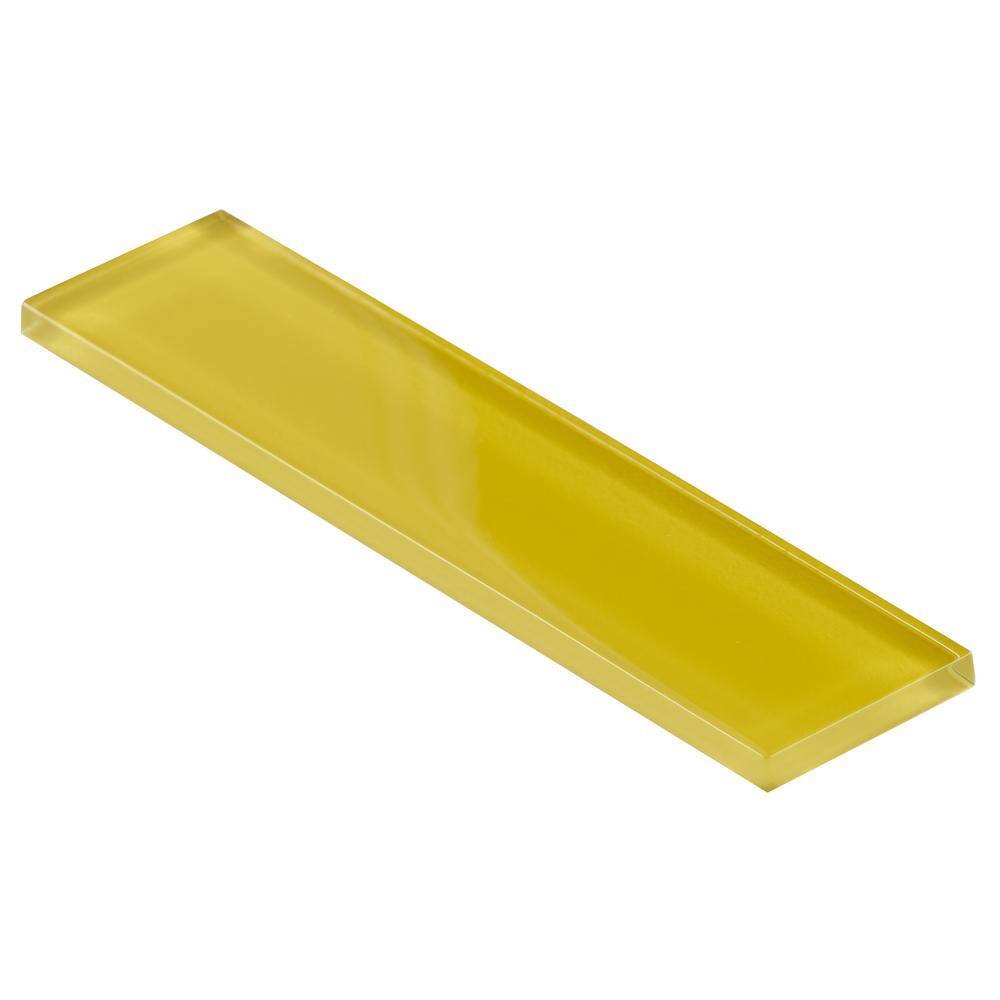 Yellow 2" x 8" Polished Glass Subway Wall Tile