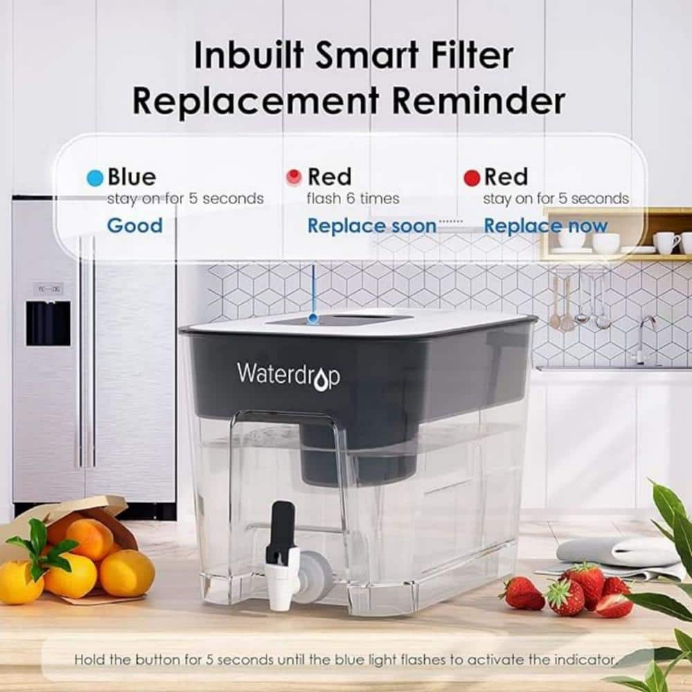 Waterdrop 40-Cup Large Clear and Black Water Filter Dispenser