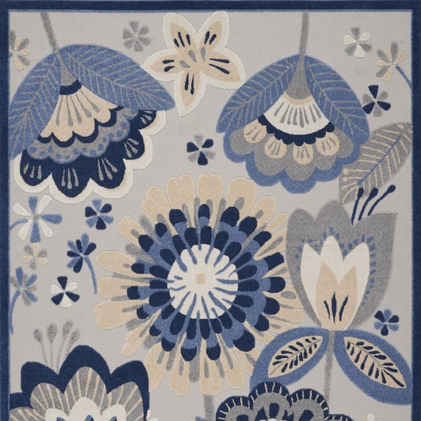 Blue, Gray 12 ft. x 15 ft. Woven Polypropylene Indoor/Outdoor Area Rug
