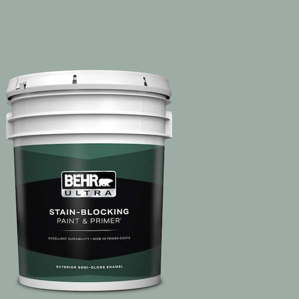 BEHR ULTRA 5 gal. #N420-3 Misty Moss Semi-Gloss Enamel Exterior Paint & Primer