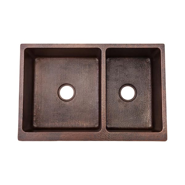 All-in-One Farmhouse Apron-Front Copper 33 in. 0-Hole Single Basin Kitchen Sink in Oil Rubbed Bronze