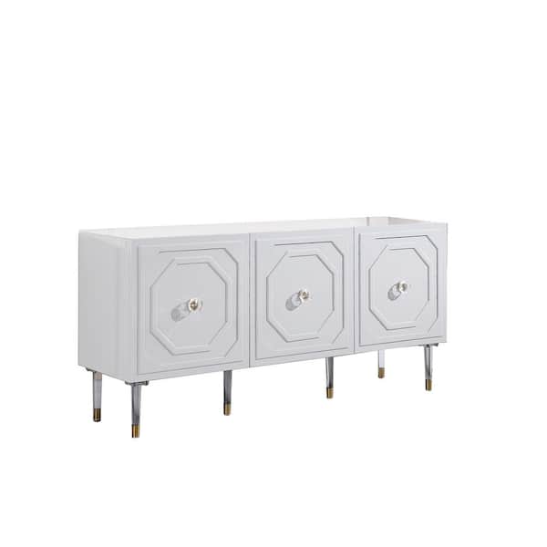 Best Master Furniture Natalia 65 in. White High Gloss with Gold Accent Modern-Sideboard