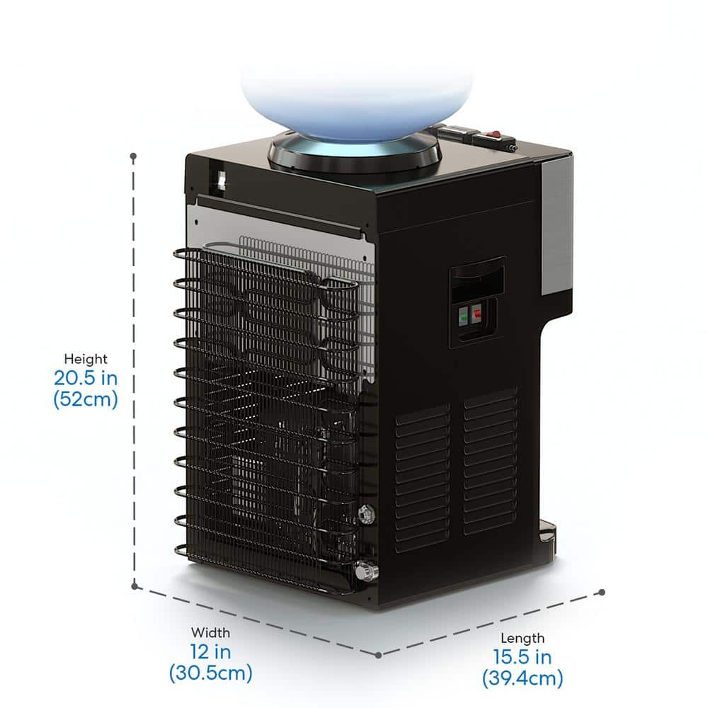 Brio Silver and Black Top Loading Water Cooler Dispenser with Hot and Cold Water