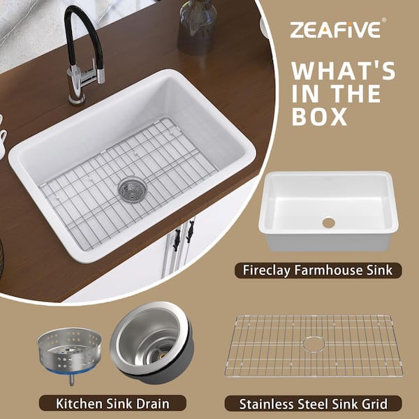 Zeafive Arco 27 in. White Kitchen Sink Drop-In / Undermount Dual