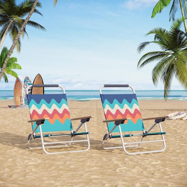 low beach chairs in a bag