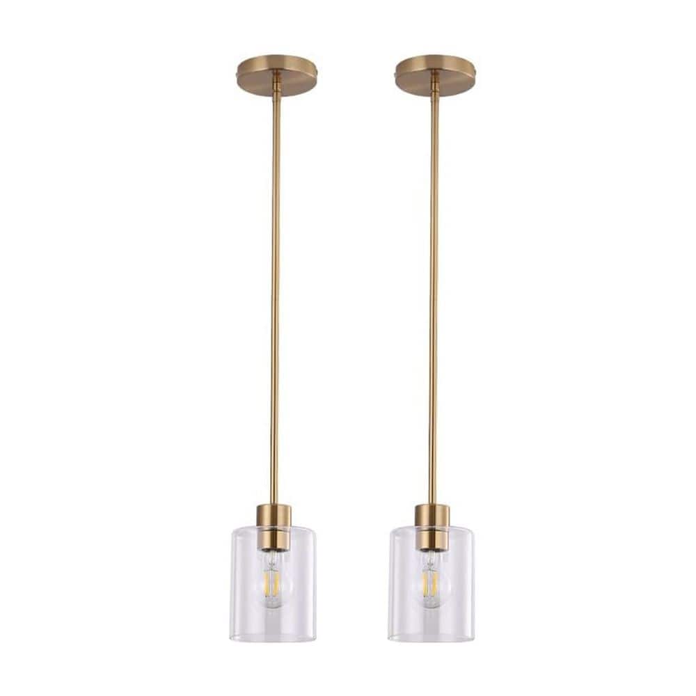 4 in. 1-Light Gold Pendant Light, Modern Farmhouse Hanging Light Fixture for Kitchen Island, Dining Room, or Bar price history on PriceWatchPro