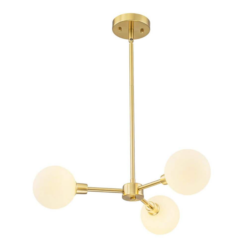 Fulton 3-Light Modern Brass Branch Pendant Light with Frosted Glass Globe Shades price history on PriceWatchPro